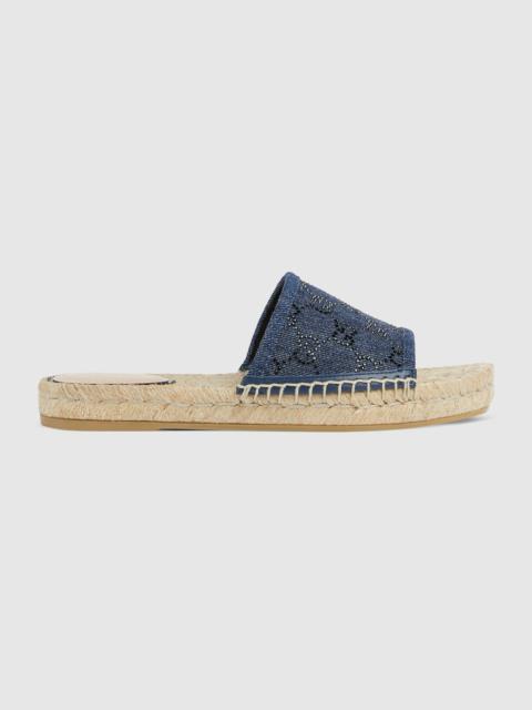 GUCCI Women's slide espadrille with GG crystals