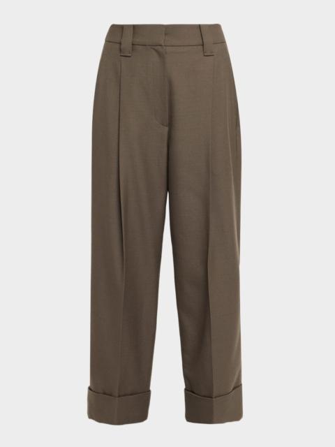 Brunello Cucinelli Couture Wool Twill Cuffed Pants