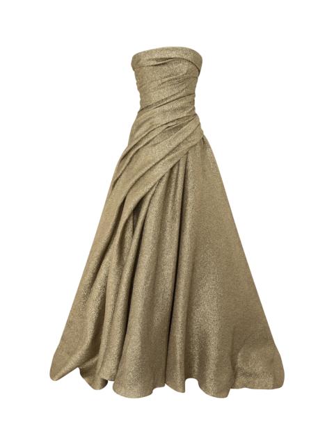 MARMAR HALIM Swept Pebbled Crepe Ball Gown olive