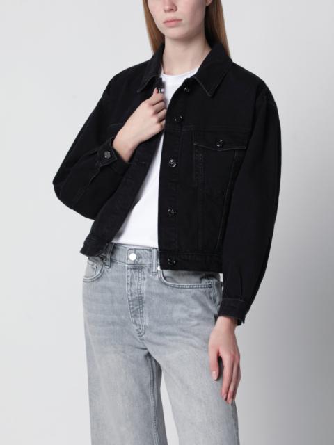 ANINE BING Quincy cropped black denim jacket in cotton