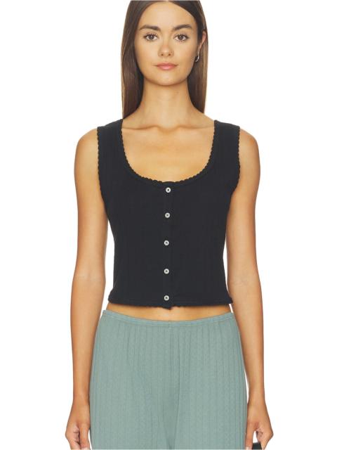 LESET Pointelle Button Down Tank