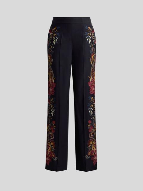 Etro SILK TROUSERS WITH PLACED FLORAL PAISLEY PRINT