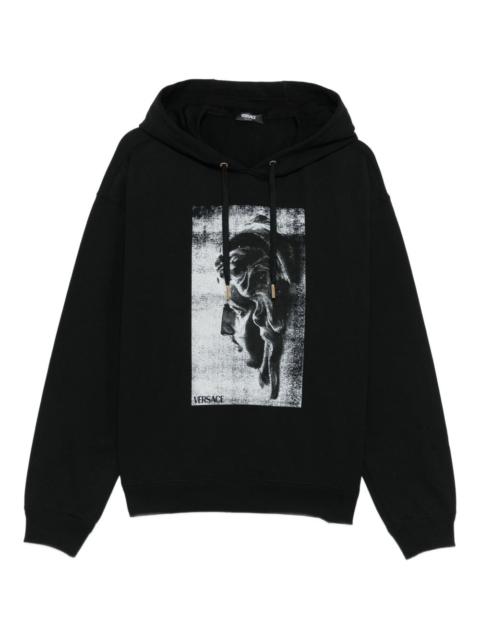 VERSACE statue-print cotton hoodie