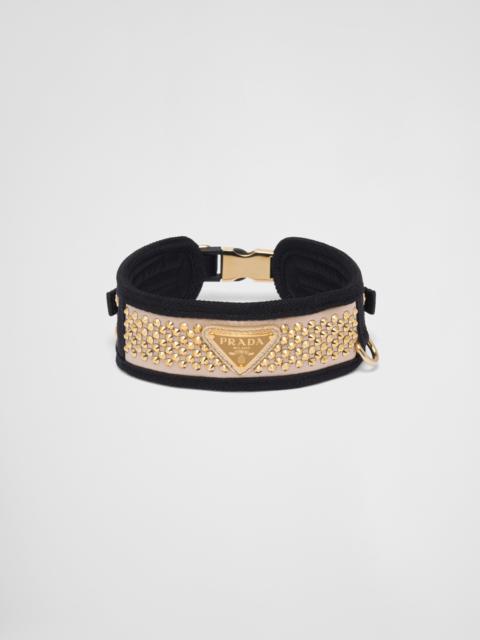 Prada Crystal-studded satin pet collar