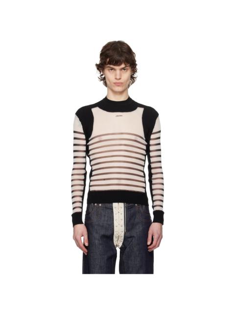 Jean Paul Gaultier White & Black 'The Bi-Material Marinière' Sweater