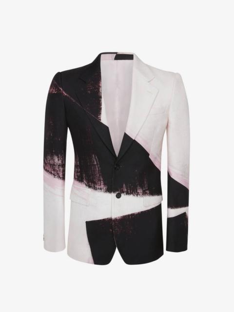 Alexander McQueen Men's Brushstroke Single-breasted Jacket in Pink/white/black