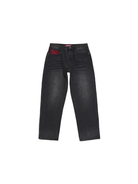 Supreme Supreme Leopard Faux Fur Loose Fit Jean Washed Black