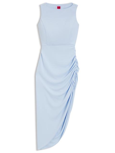 HUGO CREPE DRESS WITH GATHERED ASYMMETRIC HEMLINE