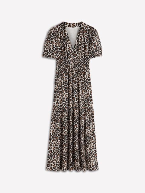 BODEN Irene Puff Sleeve Cotton Dress-Almond Milk, Cheetah Pop