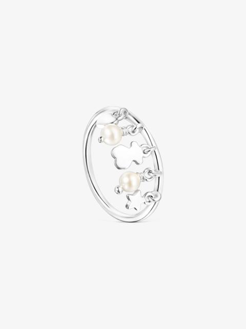 TOUS Silver and Pearls TOUS Cool Joy Ring with Bear, Heart and Star motifs