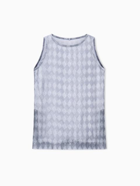 GIORGIO ARMANI SHIRT TWIN-SET REGULAR FIT SILK CHIFFON DIAMOND PATTERN