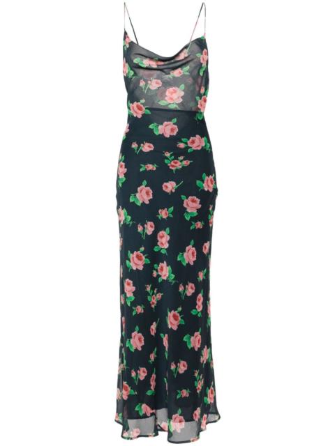 ROTATE rose-print chiffon maxi dress