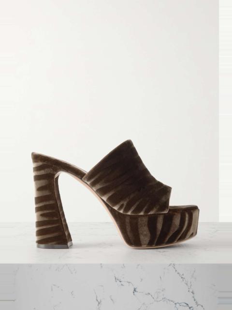 Holly 120 zebra-print velvet platform mules