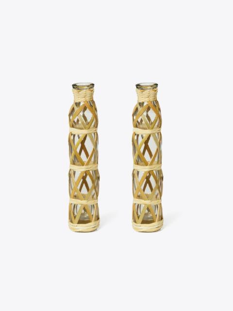 TORY BURCH Basketweave Vase, Set of 2