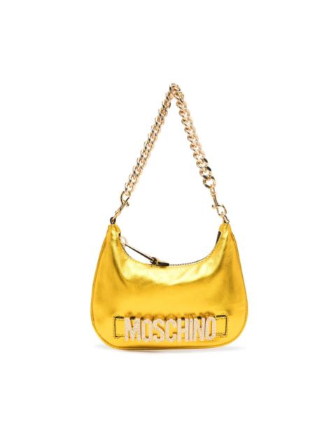 Moschino crystal-embellished logo shoulder bag