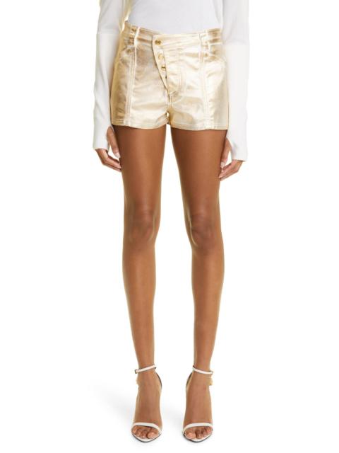 TOM FORD Coated Stretch Denim Shorts in Gold at Nordstrom