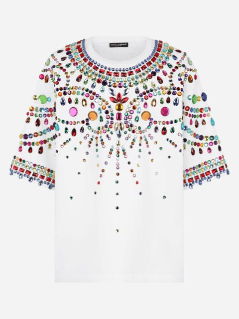 Dolce & Gabbana Technical fabric T-shirt with crystals