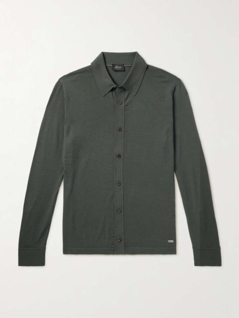 Brioni Slim-Fit Logo-Appliquéd Wool Cardigan