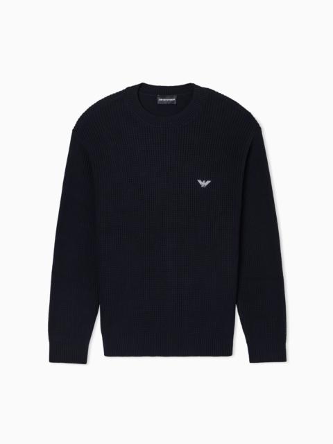 EMPORIO ARMANI HALF FISHERMAN’S RIB KNIT JUMPER