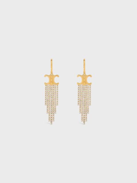 CELINE Triomphe Fringe Earrings in Brass with Gold Finish and Strass