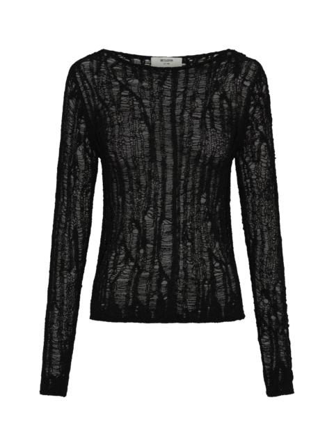 ONE TEASPOON Cinched In Laddered Longsleeve Knit Top - Black