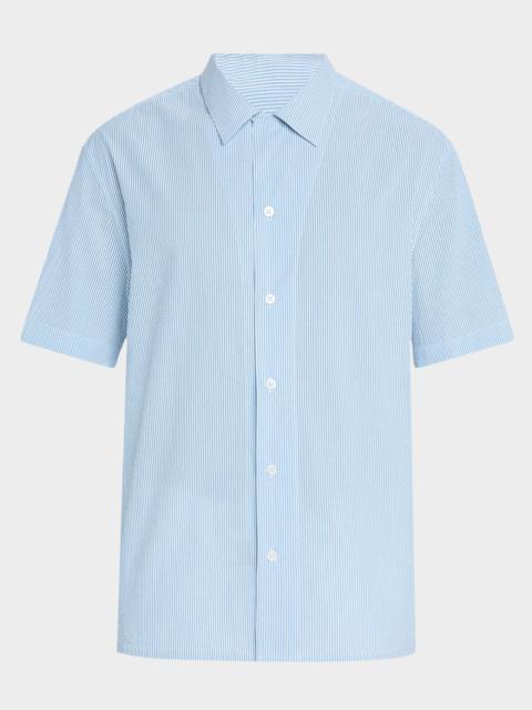 Brioni Men's Stripe Cotton Seersucker Short-Sleeve Shirt