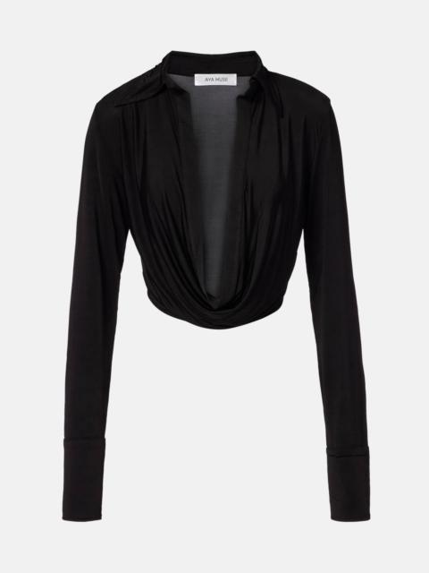 AYA MUSE Freya draped crop top