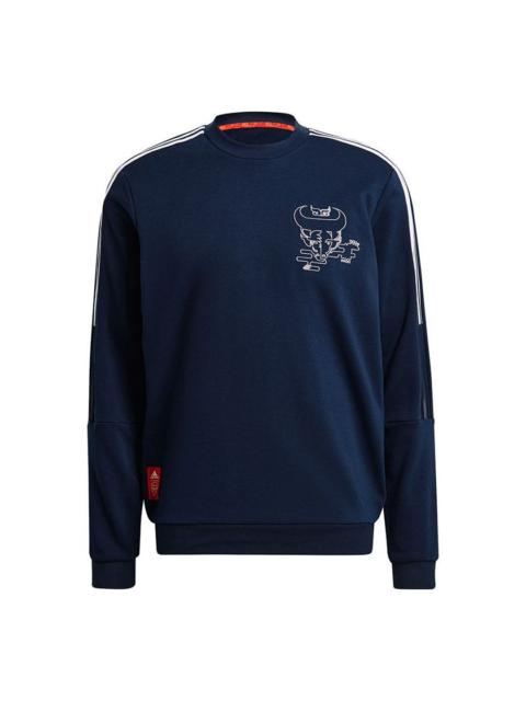 adidas adidas Afc Cny Cr Swt Series Soccer/Football Sports Embroidered Pattern Round Neck Pullover Navy Blu