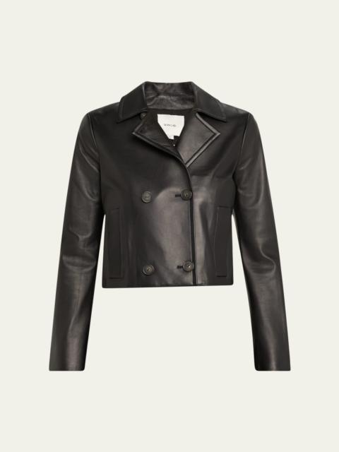 Vince Shrunken Leather Peacoat