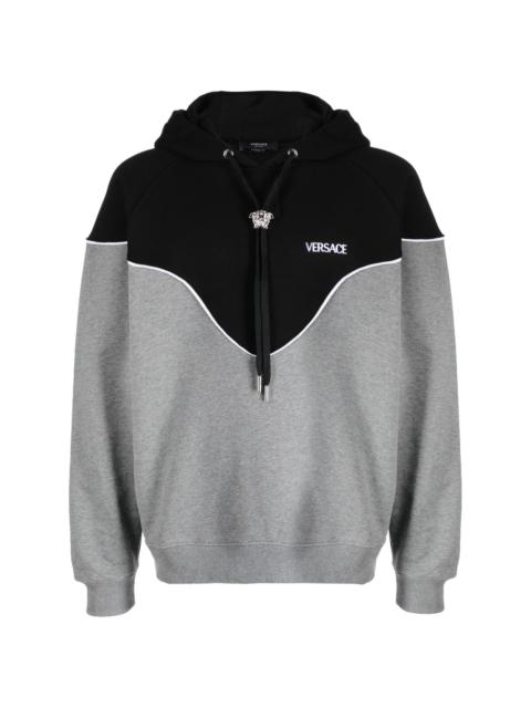 logo-print panelled hoodie