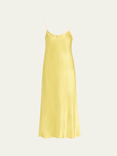 Tipped Satin Midi Slip Dress