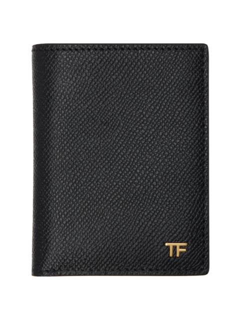 TOM FORD Black Small Grain Leather Folding Card Holder