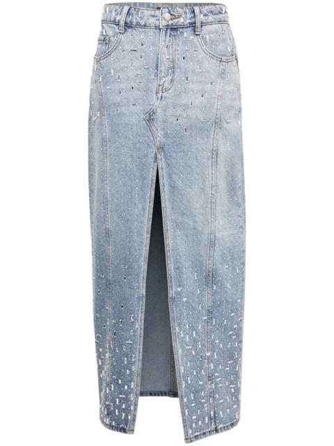 RETROFÊTE crystal-embellished denim skirt