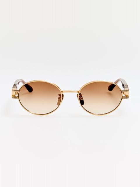 LINDA FARROW Phoebe Sunglasses in Matt Champagne and Mocha