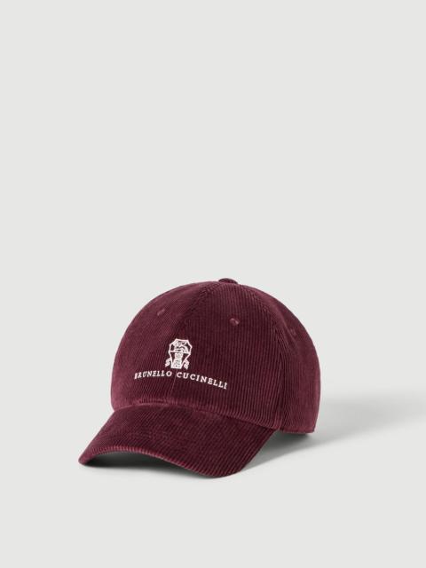 Brunello Cucinelli Comfort cotton and cashmere corduroy baseball cap with embroidered logo