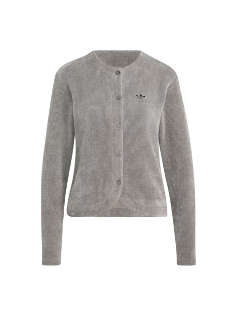 adidas (WMNS) adidas Prem Ess Chenille Button Up Cardigan Asia Sizing 'Grey Three' LF6545