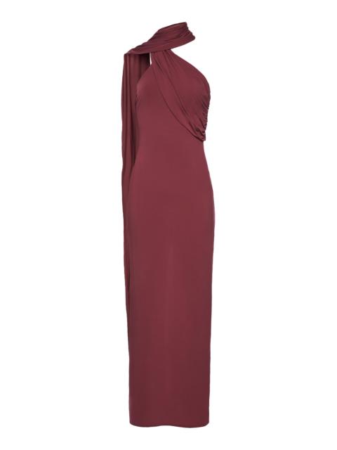 Asymmetrical Scarf-Detailed Dress purple