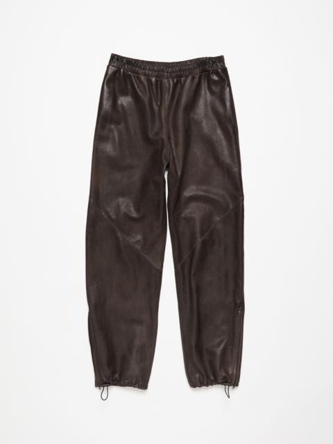 Leather casual trousers - Brown