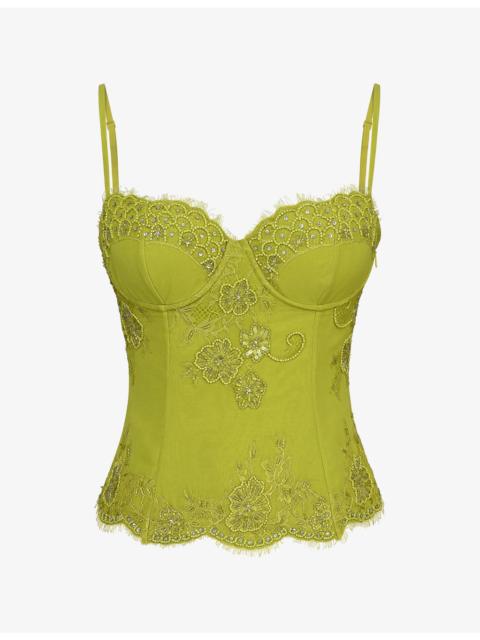 House of CB Soraya Hand-Beaded Embellished Woven Top