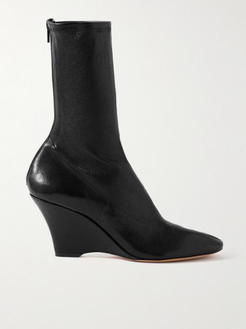 KHAITE Leather Wedge Ankle Boots