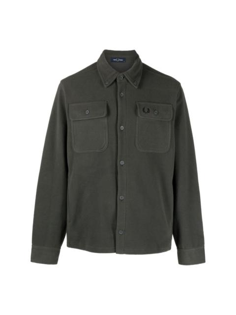 logo-embroidered fleece shirt jacket