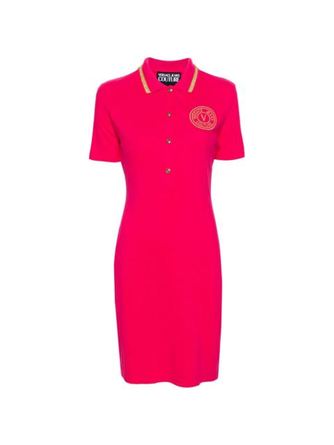 logo-embroidered cotton polo dress