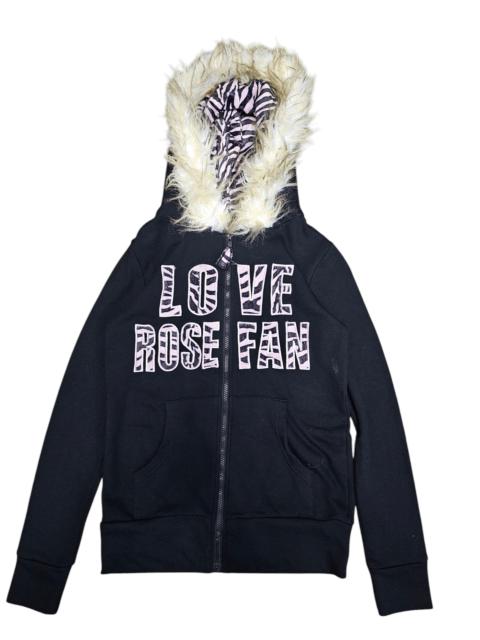 Other Designers If Six Was Nine - 2000s Faux Fur Rose Fan Fan Zip Hoodie