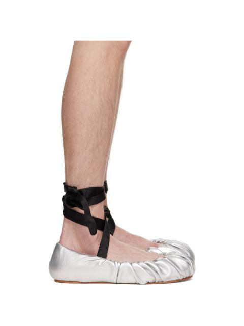 YUME YUME Silver Faux-Leather Ballerina Flats