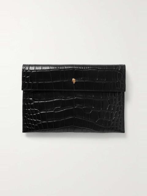 Alexander McQueen Envelope croc-effect leather pouch