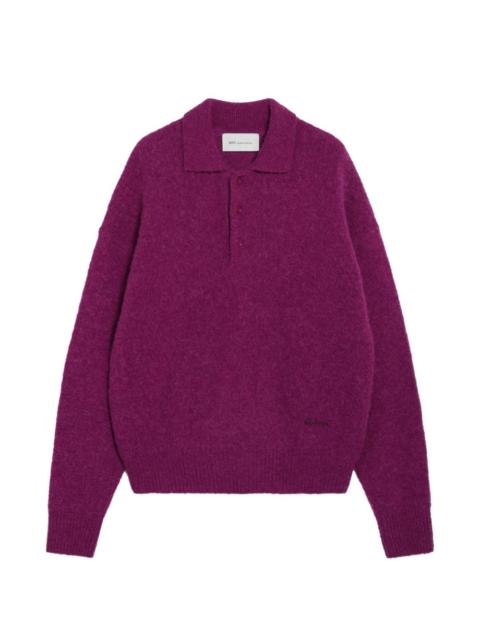 AMI Paris brushed-knit polo sweater