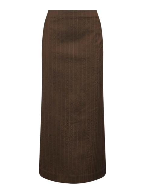 UMA WANG Brown pinstriped chevron Gad midi skirt