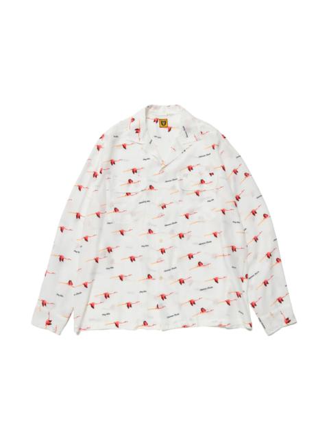 Human Made Human Made Flamingo Open Collar L/S Shirt White