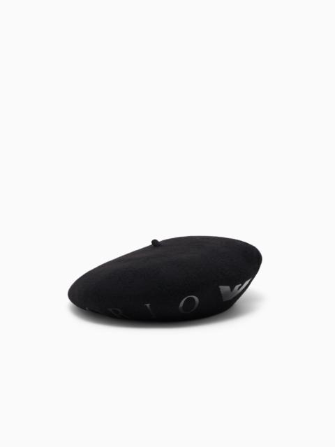 EMPORIO ARMANI BERET HAT WITH METALLIC STUDS AROUND THE EDGE