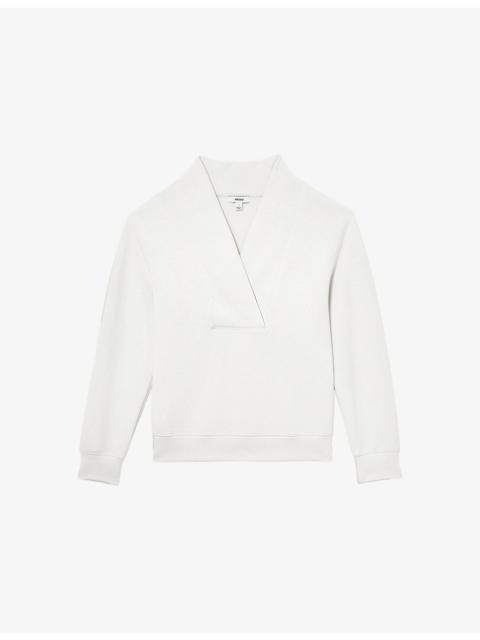 REISS Annabel Shawl-Neck Long-Sleeve Jersey Top